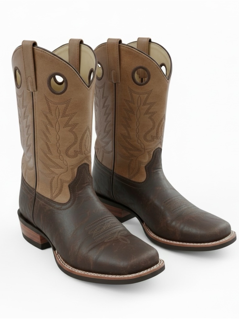 Justin Boots Two-Tone Brown & Tan Western Cowboy Boots
